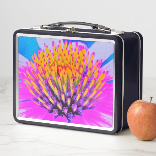 Abstrakte Macro Hot Pink und Gelb Metall Brotdose (Beispiel)