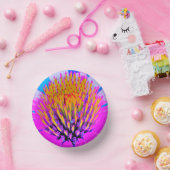 Abstrakte Macro Hot Pink und Gelb Pappteller (Party)