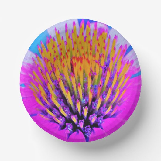 Abstrakte Macro Hot Pink und Gelb Pappteller (Vorderseite)