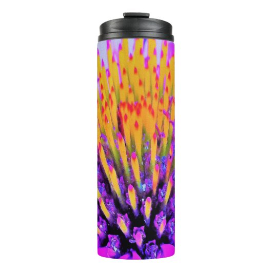 Abstrakte Macro Hot Pink und Gelb Thermosbecher (Vorderseite)