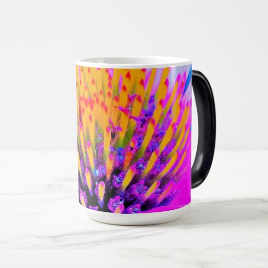 Abstrakte Macro Hot Pink und Gelb Verwandlungstasse (VorderseiteRechts)