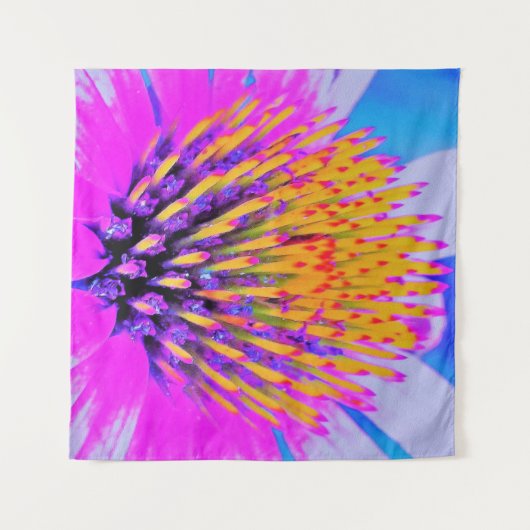 Abstrakte Macro Hot Pink und Gelb Wandteppich (Vorderseite (Horizontal))