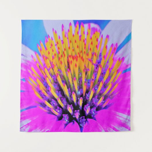 Abstrakte Macro Hot Pink und Gelb Wandteppich (Vorderseite)