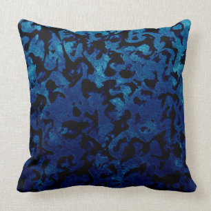 Abstrakte Magie - Navy Blue Grunge Black Kissen