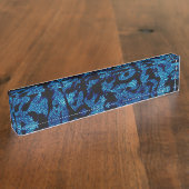 Abstrakte Magie - Navy Blue Grunge Black Namensplakette (Seite)