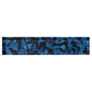 Abstrakte Magie - Navy Blue Grunge Black Namensplakette