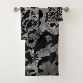 Abstrakte Magie - Silberschwarz Badhandtuch Set