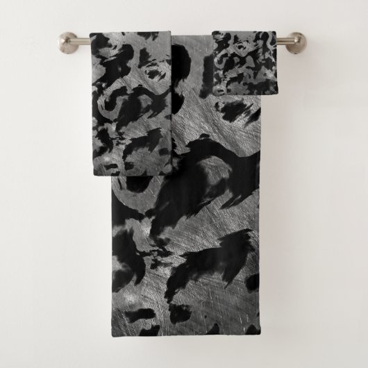 Abstrakte Magie - Silberschwarz Badhandtuch Set (Insitu)