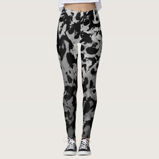 Abstrakte Magie - Silberschwarz Leggings (Vorderseite)