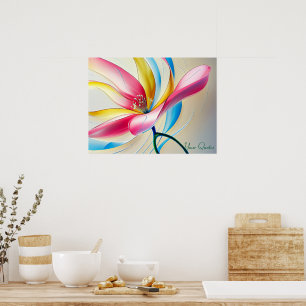 Abstrakte Magnolie Wasserfarbe Blüte Poster