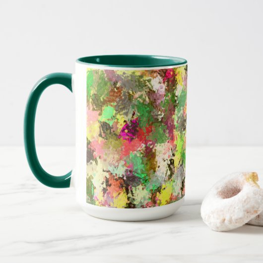 Abstrakte Mal-Spritzer Herbstfarbblätter Tasse (Mit Donut)