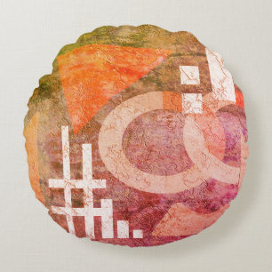 Abstrakte Malerei, abstrakt, Vintag, alt, rot Rundes Kissen