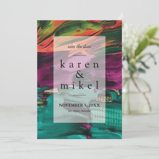 Abstrakte Malerei Akryllische Save the Date Einlad Einladung (Stehend Vorderseite)