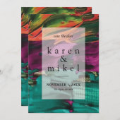 Abstrakte Malerei Akryllische Save the Date Einlad Einladung (Vorne/Hinten)