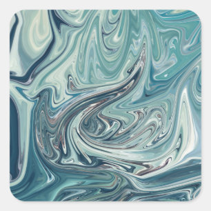 Abstrakte Malerei am Blauen Meer Quadratischer Aufkleber