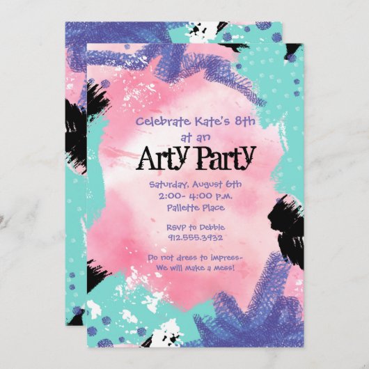 Abstrakte Malerei Art Party Einladung (Vorne/Hinten)