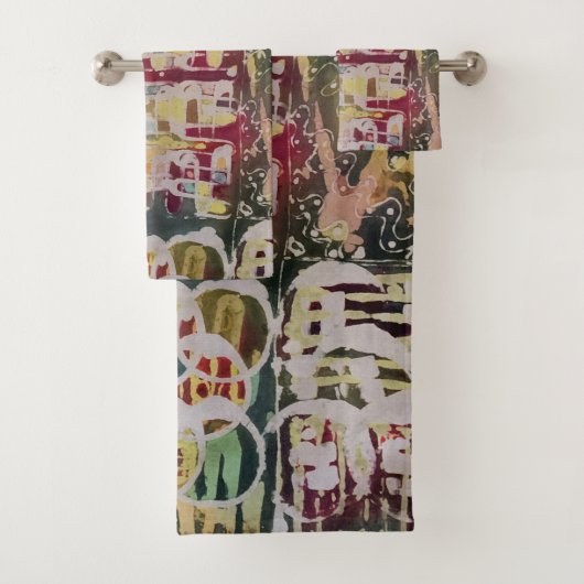 Abstrakte Malerei Batik Boho Badetuch Set (Insitu)