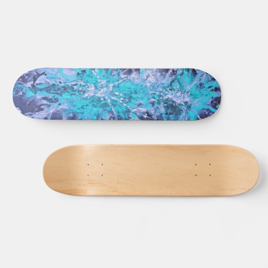 Abstrakte Malerei | Blaues Plattgrunge Skateboard (Horizontal)