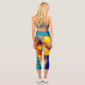 Abstrakte Malerei Blaugelbe Capri Leggings (Rückseite)