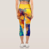 Abstrakte Malerei Blaugelbe Capri Leggings (Rückseite)