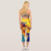 Abstrakte Malerei Blaugelbe Capri Leggings (Rückseite)