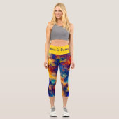 Abstrakte Malerei Blaugelbe Capri Leggings (Vorderseite)