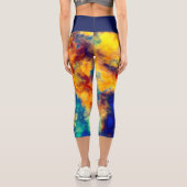 Abstrakte Malerei Blaugelbe Capri Leggings (Rückseite)