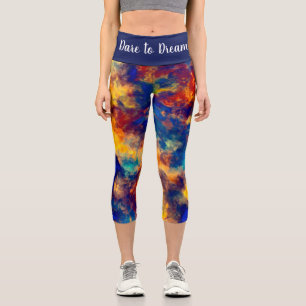 Abstrakte Malerei Blaugelbe Capri Leggings