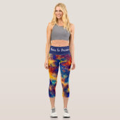 Abstrakte Malerei Blaugelbe Capri Leggings (Vorderseite)