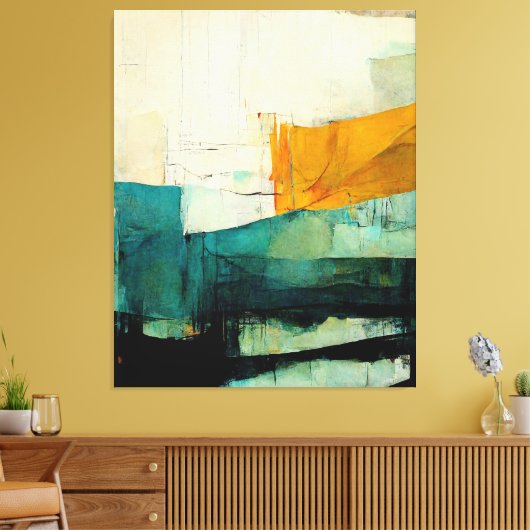 Abstrakte Malerei "Blest Waters". Canvas Print Leinwanddruck (Insitu (Wohnzimmer))