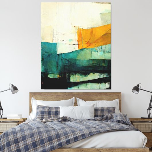 Abstrakte Malerei "Blest Waters". Canvas Print Leinwanddruck (Insitu (Schlafzimmer))