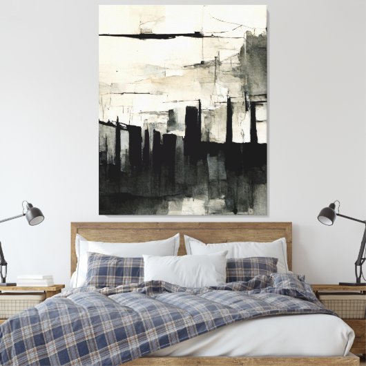 Abstrakte Malerei "Dark Streambed". Canvas Print Leinwanddruck (Insitu (Schlafzimmer))
