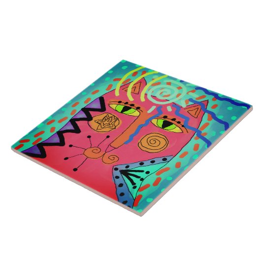 Abstrakte Malerei der psychedelischen Katze Fliese (Seite)