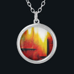 Abstrakte Malerei durch Hizli Versilberte Kette<br><div class="desc">Abstrakte Malerei in Rot,  Gelb und Schwarz von Serdar Hizli</div>