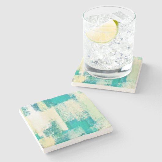 Abstrakte Malerei | Dynamische Farben Steinuntersetzer (Seitenansicht)