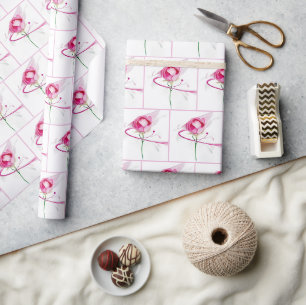 Abstrakte Malerei einer rosa Pfingstrospenknospe Geschenkpapier