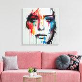 Abstrakte Malerei eines Frauengesichts, Leinwand (Insitu (Wohnzimmer))