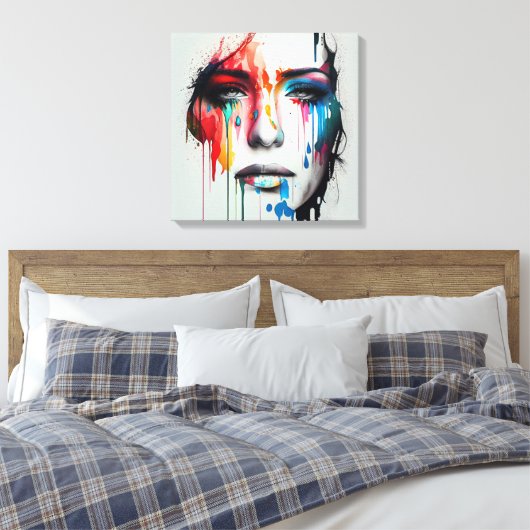 Abstrakte Malerei eines Frauengesichts, Leinwand (Insitu (Schlafzimmer))