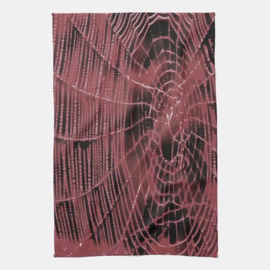 Abstrakte Malerei eines Magenta Pink Cobweb Geschirrtuch (Vertikal)