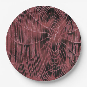 Abstrakte Malerei eines Magenta Pink Cobweb Pappteller