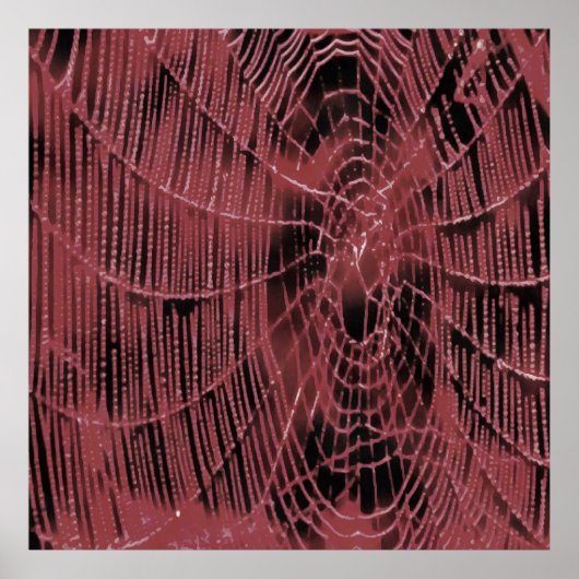 Abstrakte Malerei eines Magenta Pink Cobweb Poster (Vorne)