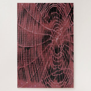 Abstrakte Malerei eines Magenta Pink Cobweb Puzzle