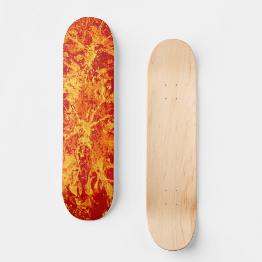 Abstrakte Malerei | Feuerroter Platttergrunge Skateboard (Vorderseite)