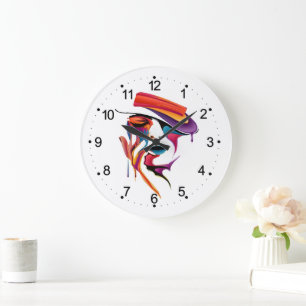 Abstrakte Malerei Frauen hat farbenfroh Große Wanduhr