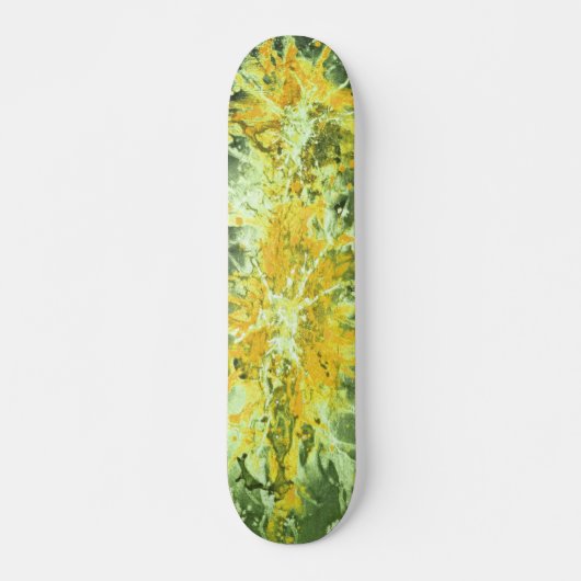 Abstrakte Malerei | Gelbgrün Skateboard (Vorne)