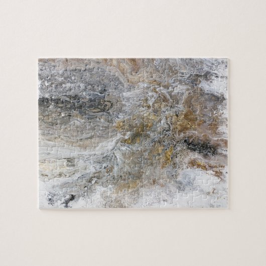 Abstrakte Malerei-graue schwarze Goldweiß-Grafik Puzzle (Horizontal)