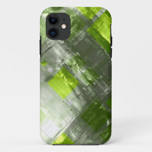 Abstrakte Malerei   Grüne graue Quadrate Case-Mate iPhone Hülle