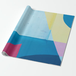 Abstrakte Malerei in Blau, Rot, Rosa und Gelb Geschenkpapier