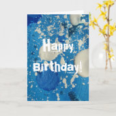 Abstrakte Malerei in Blau & Weiß, viel Glück zum G Karte (Gelbe Blume)