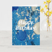 Abstrakte Malerei in Blau & Weiß, viel Glück zum G Karte (Gelbe Blume)